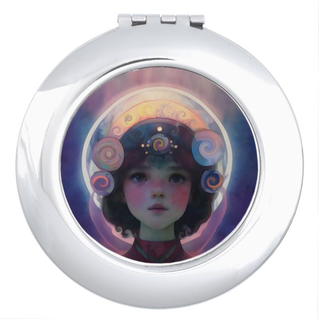 Ethereal Fantasy Celestial Child Dream Guardian Compact Mirror (Front)