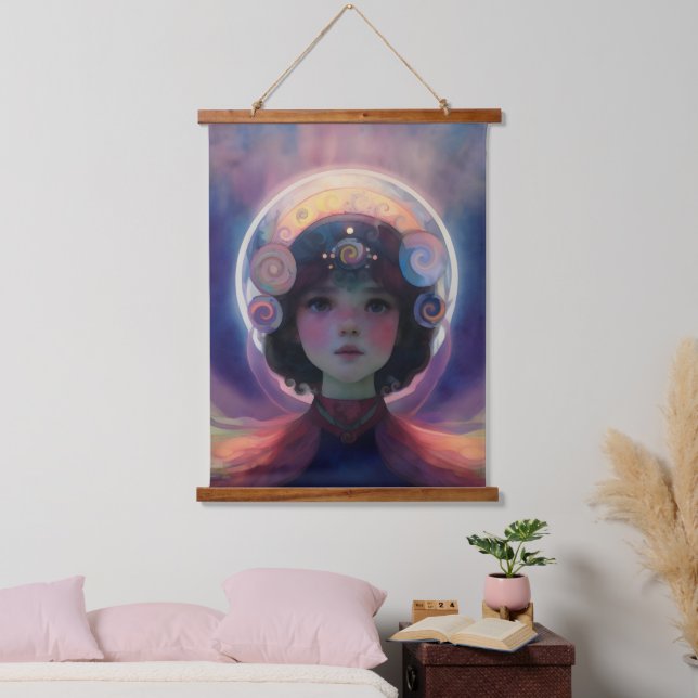 Ethereal Fantasy Celestial Child Dream Guardian Hanging Tapestry (Bedroom)