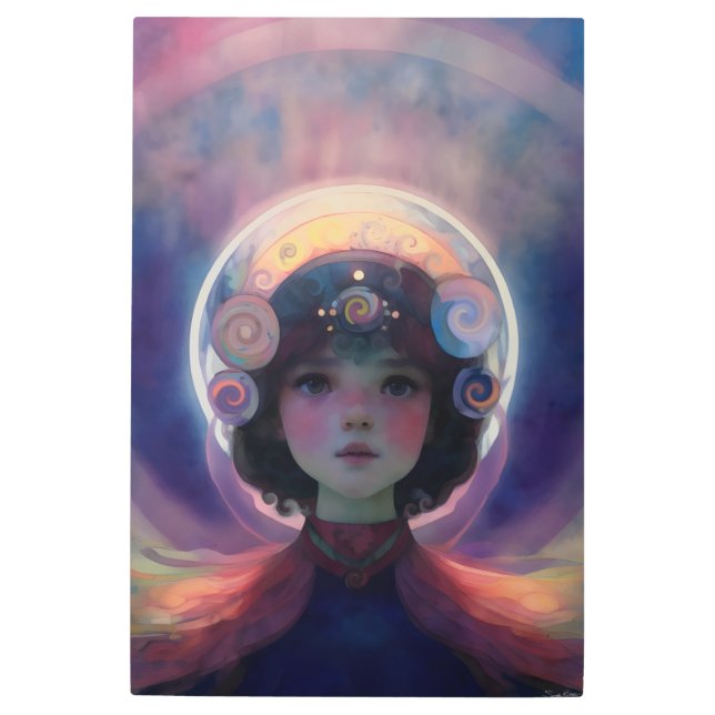 Ethereal Fantasy Celestial Child Dream Guardian Metal Print (Front)