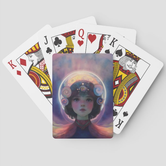 Ethereal Fantasy Celestial Child Dream Guardian Poker Cards (Back)