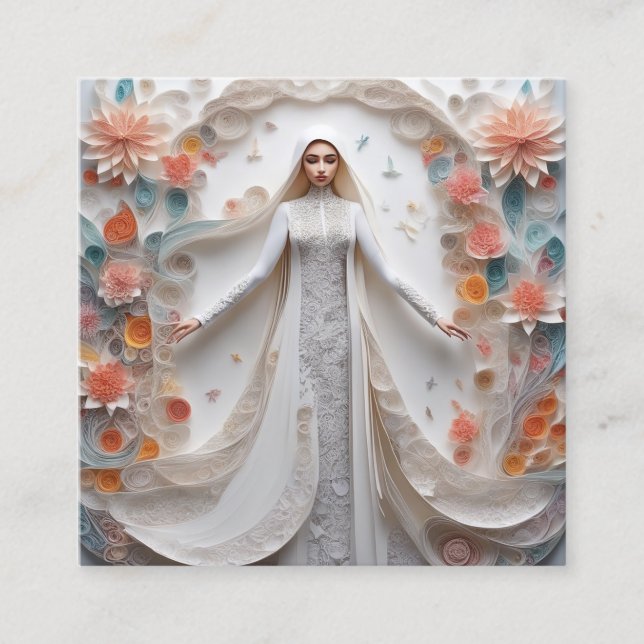 Ethereal fantasy concept art of intricate paper qu square business card (Front)