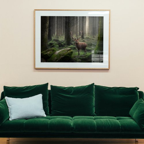 Ethereal Fantasy Forest with Radiant Light Poster