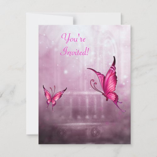 Ethereal Fantasy Pink Butterfly Event Invite