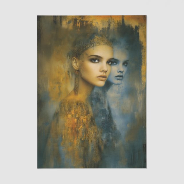 Ethereal Feminine Mystical Duality EW2R Decoupage Tissue Paper (Front)