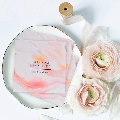Ethereal Feminine Pink Marble Square Business Card