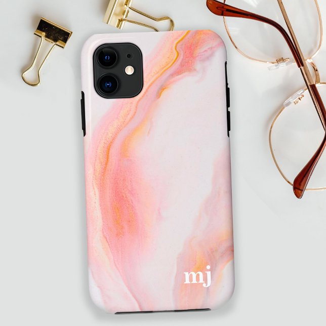 Ethereal Feminine Pink Marble with Monogram Case-Mate iPhone Case (Creator Uploaded)