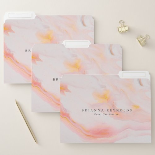 Ethereal Feminine Pink Marble with Name or Text File Folder