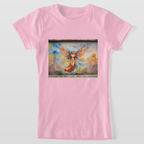 Ethereal Flight Mystical Angel Watercolor T_Shirt