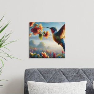Ethereal Flight Over Blooming Meadow Poster