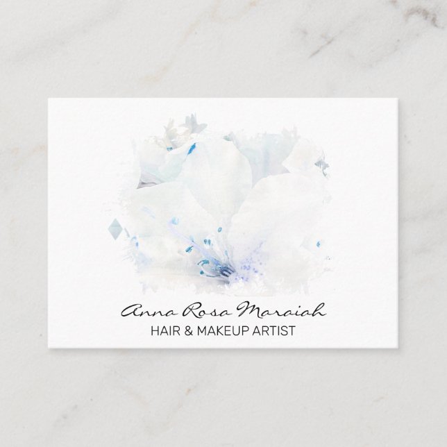*~* Ethereal Flora Azalea Flowers White Neutral Business Card (Front)