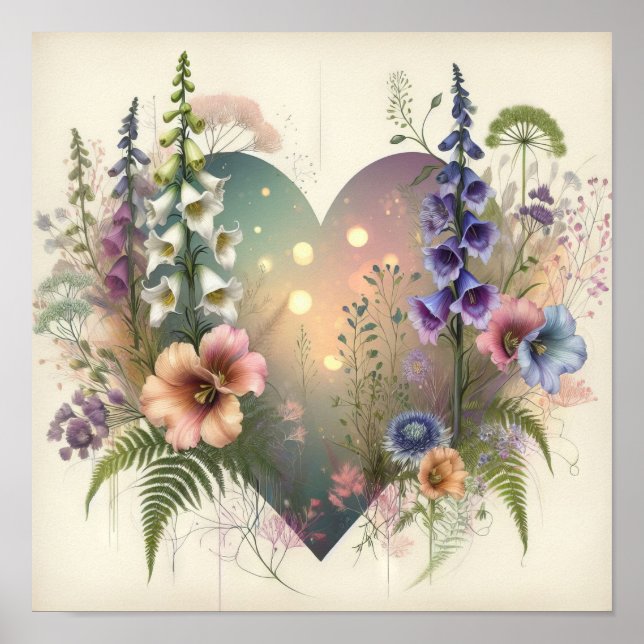 Ethereal Floral Heart Poster (Front)