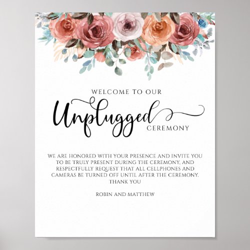 Ethereal Floral Unplugged Ceremony Sign