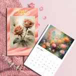 Ethereal Flowers Soft Colors Calendar<br><div class="desc">Enchanting floral artwork in watercolor style. Each month is a dreamy, surreal garden filled with vibrant flowers in shades of orange, pink, and cream, surrounded by lush green foliage. Soft, diffused light, creating an ethereal and tranquil atmosphere. Butterflies in blue and orange hues flutter around the flowers, adding to the...</div>