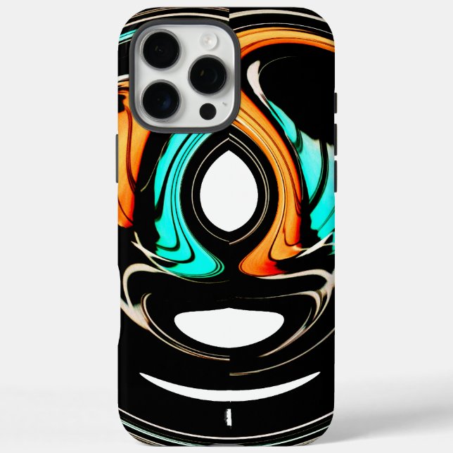 Ethereal Fluidity | Black, Cyan, & White Abstract  Case-Mate iPhone Case (Back)