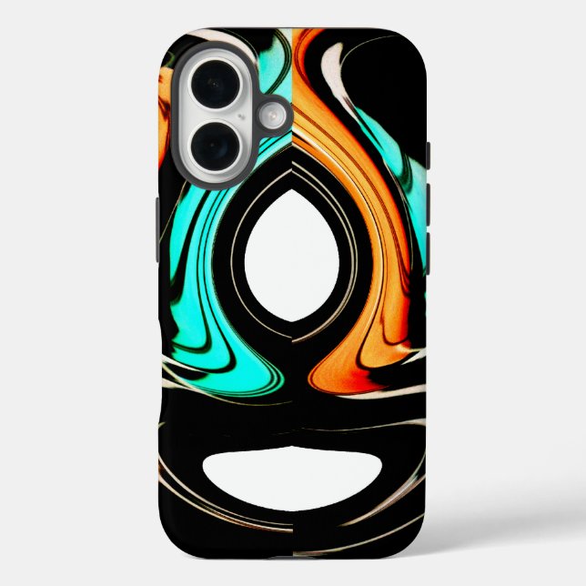 Ethereal Fluidity | Black, Cyan, & White Abstract  Case-Mate iPhone Case (Back)
