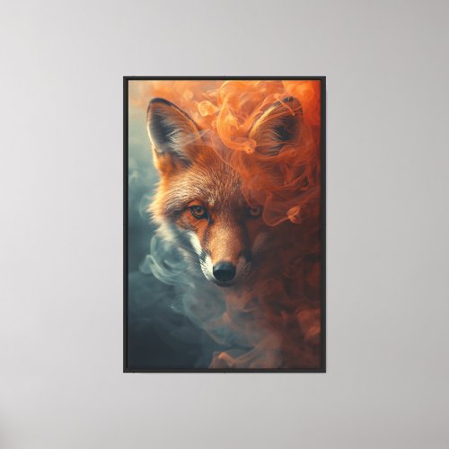 Ethereal Fox in Smoke & Mist – Mystical Canvas Art