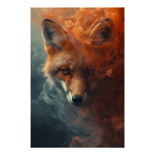 Ethereal Fox in Smoke & Mist – Mystical Poster