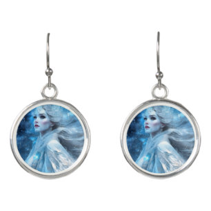 Ethereal Frozen Snow Queen Fantasy Art Earrings