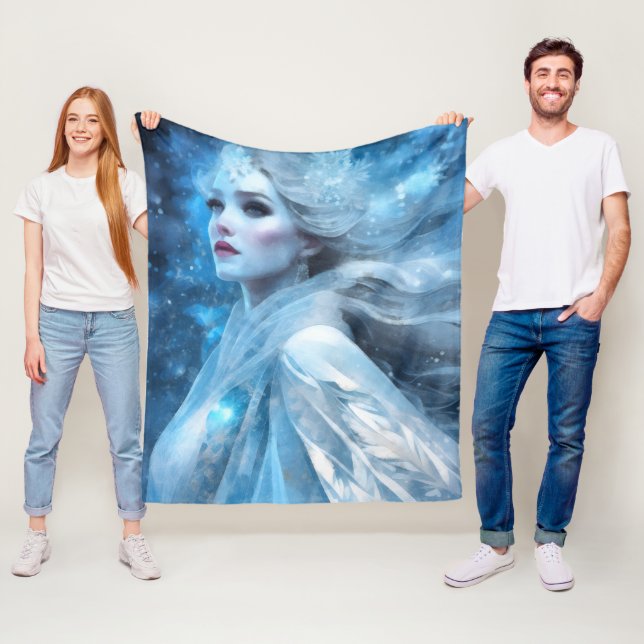 Ethereal Frozen Snow Queen Fantasy Art Fleece Blanket (In Situ)