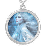 Ethereal Frozen Snow Queen Fantasy Art Silver Plated Necklace