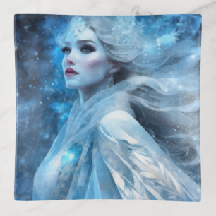 Ethereal Frozen Snow Queen Fantasy Art Trinket Tray