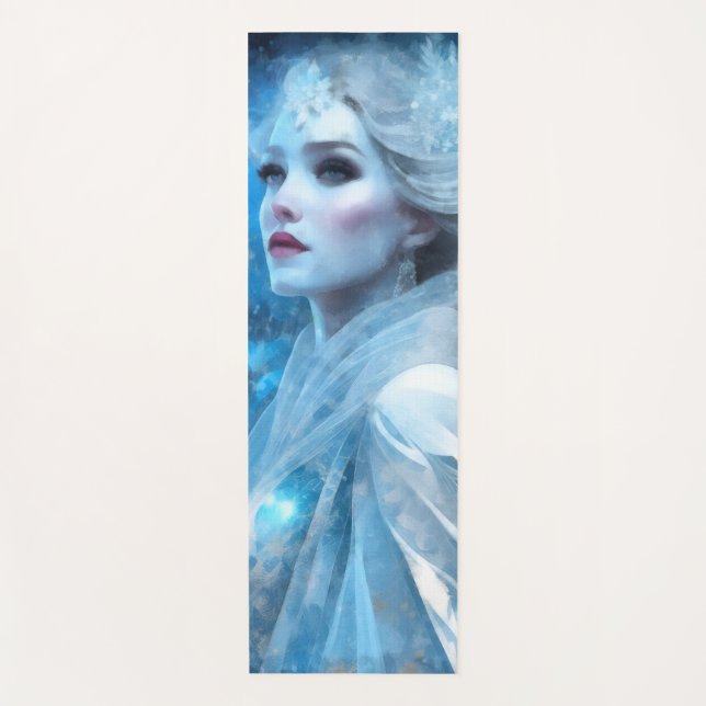 Ethereal Frozen Snow Queen Fantasy Art Yoga Mat (Front)