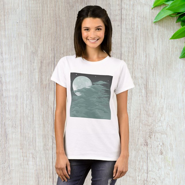 Ethereal Full Moon and Clouds Nocturnal Night Sky T-Shirt (Creator Uploaded)