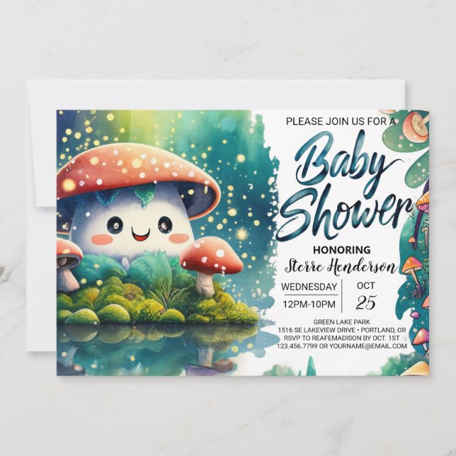 Ethereal Fungi Wonderland Baby Shower Invitation (Front)