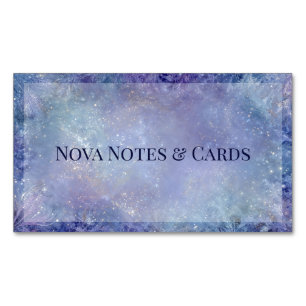 Ethereal Galaxy Frostwork Icy Blue Violet Winter Business Card Magnet