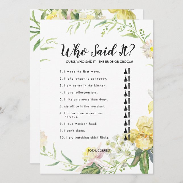 Ethereal Garden Bridal Shower Game Card (Front/Back)