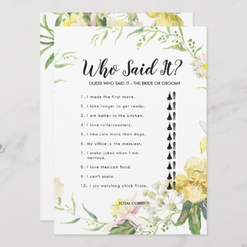 Ethereal Garden Bridal Shower Game Card