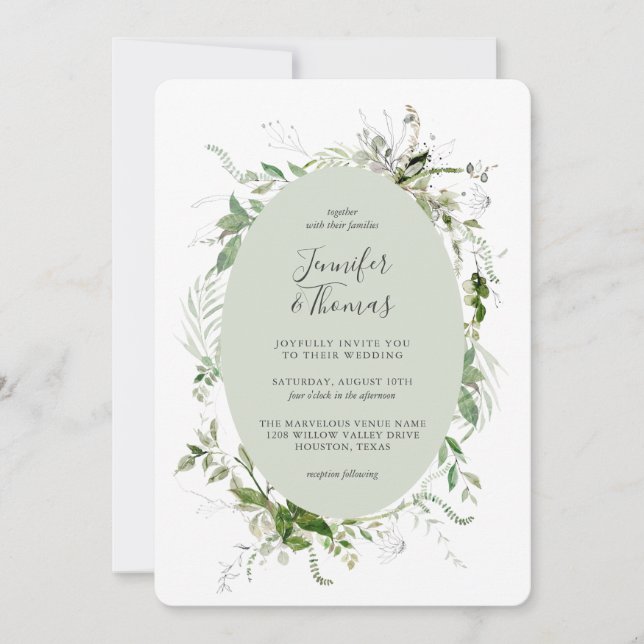 Ethereal Garden Greenery Botanical Wedding Invitation (Front)
