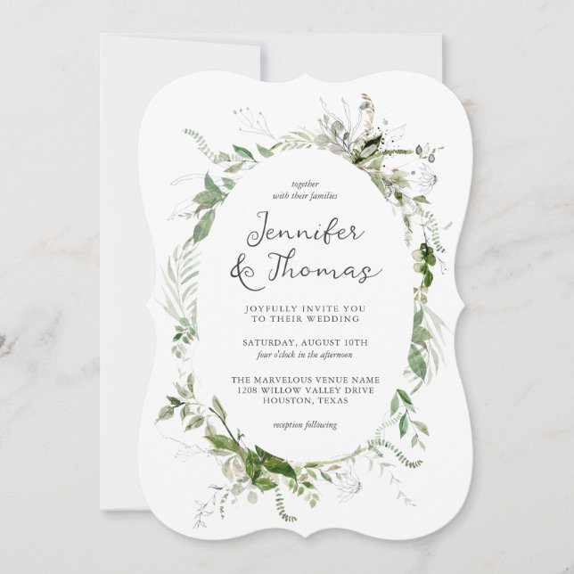 Ethereal Garden Greenery Botanical Wedding Invitation (Front)