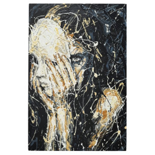 Ethereal Ghostly Face Abstract Dripping Art Black