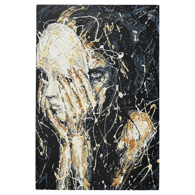 Ethereal Ghostly Face Abstract Dripping Art Black  (Front)