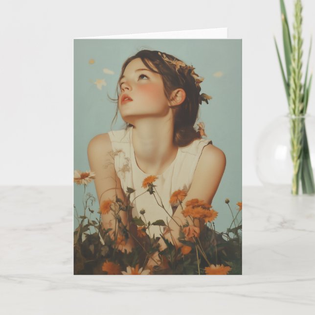 Ethereal Girl in Wildflowers Invitation (Front)