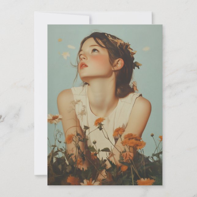 Ethereal Girl in Wildflowers Invitation (Front)