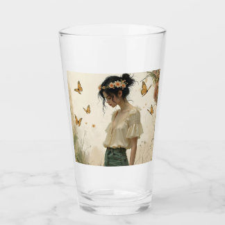 Ethereal Girl with Butterflies in Nature Glass