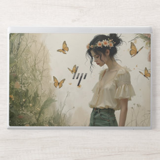 Ethereal Girl with Butterflies in Nature HP Laptop Skin