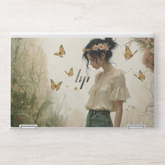 Ethereal Girl with Butterflies in Nature HP Laptop Skin