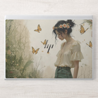 Ethereal Girl with Butterflies in Nature HP Laptop Skin