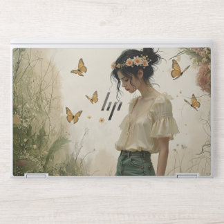 Ethereal Girl with Butterflies in Nature HP Laptop Skin