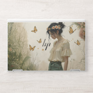 Ethereal Girl with Butterflies in Nature HP Laptop Skin