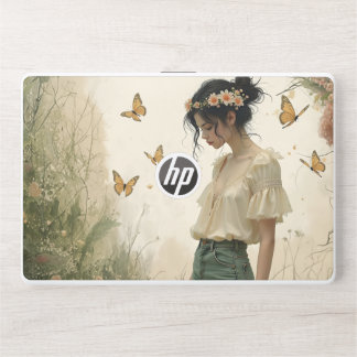Ethereal Girl with Butterflies in Nature HP Laptop Skin