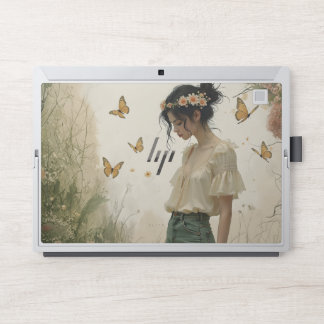 Ethereal Girl with Butterflies in Nature HP Laptop Skin