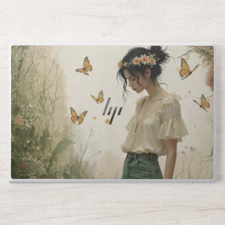 Ethereal Girl with Butterflies in Nature HP Laptop Skin