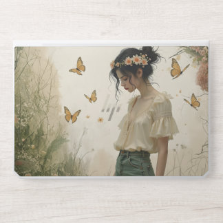 Ethereal Girl with Butterflies in Nature HP Laptop Skin