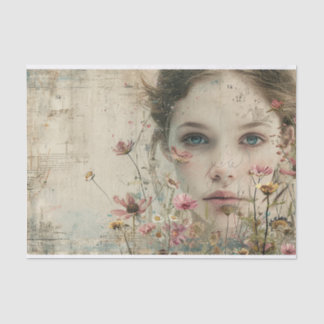Ethereal Girl with Flowers in a Shabby Chic Look Tissue Paper