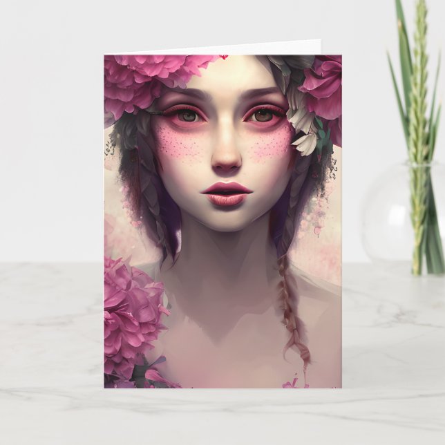 Ethereal Girl with Pink Freckles Card (Front)