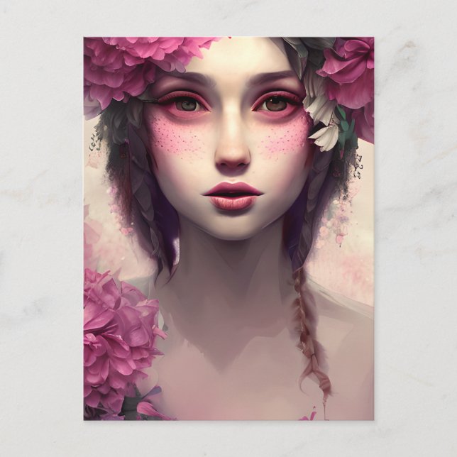 Ethereal Girl with Pink Freckles Postcard (Front)